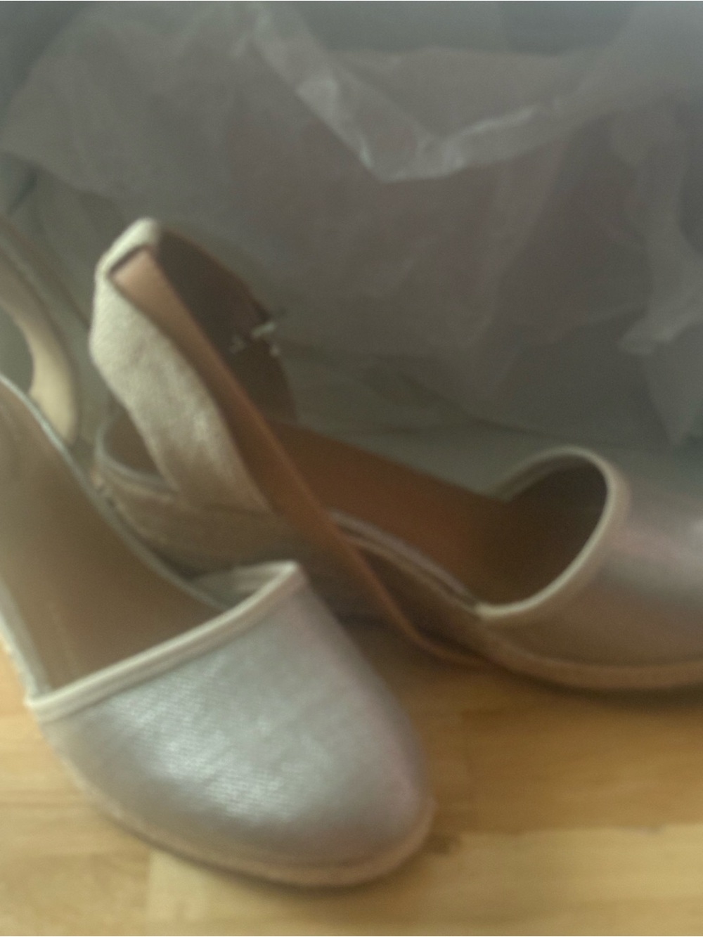 Closed-Toe Wedge Pumps in Shimmery Champagne